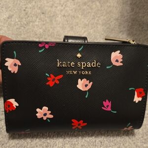 Kate Spade Black Wallet with Colorful Floral Design